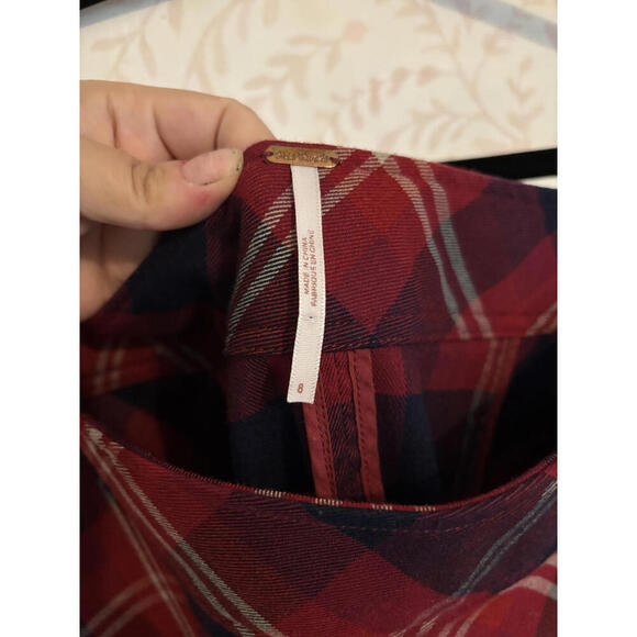 DISCOUNT SHIPPING NEW Free People Geometric Precision Red Plaid Pencil Skirt 8 - Picture 4 of 9